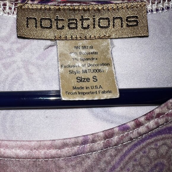 Notations Women’s Multicolor Floral Paisley Print Top Size S 3/4 Sleeve Scoop Ne - Picture 4 of 4